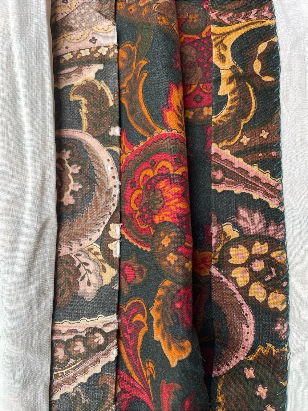 Vintage Croscill Cotton Paisley Rod Pocket Curtain Panels set of 2